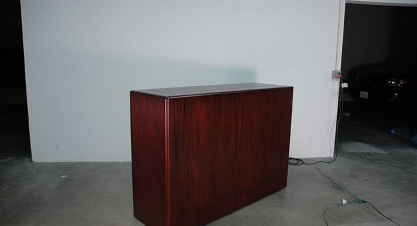 La Costa with retractable TV lift kit inside is made out of mahogany wood