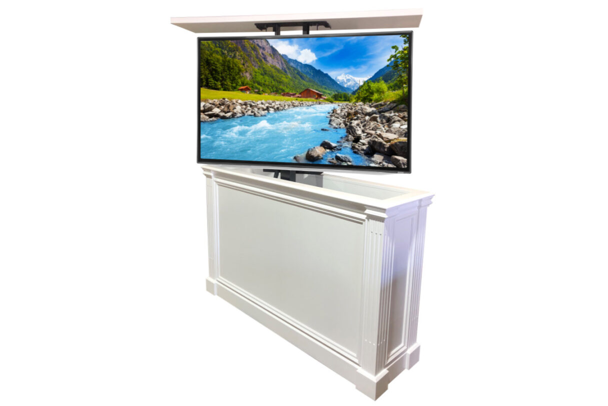 white tv lift cabinet custom ritx by cabinet tronix