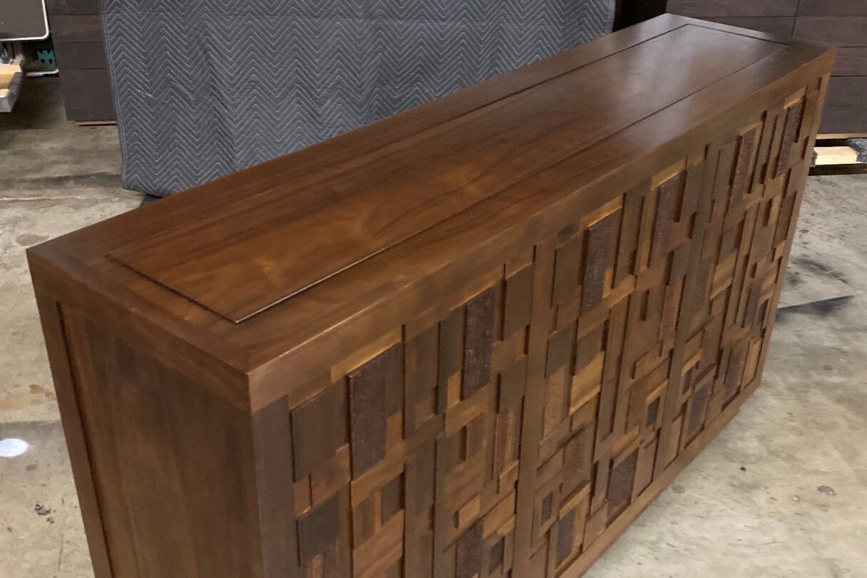 Brutalist Custom Built Modern Hidden TV Lift Cabinet