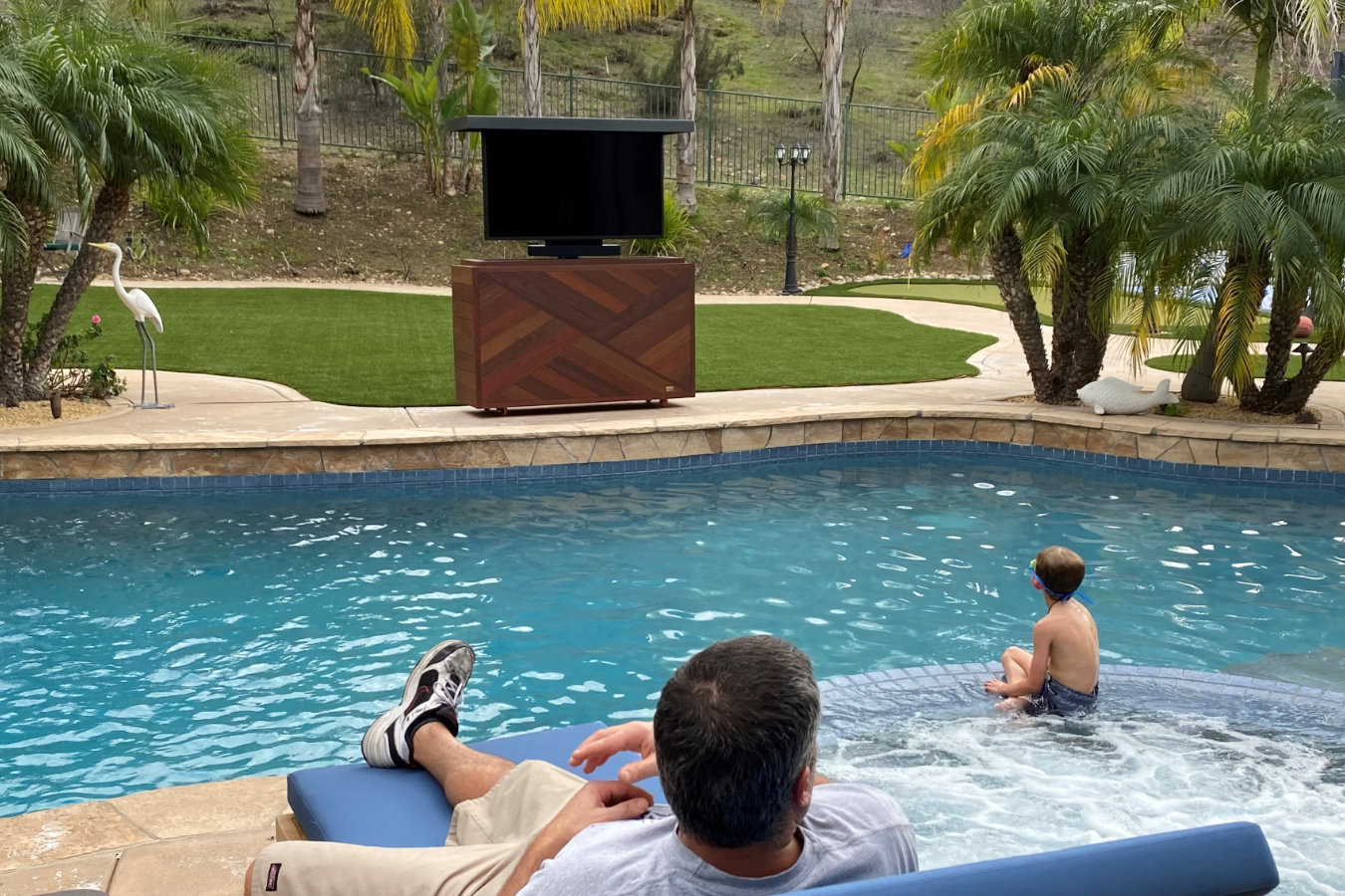 Rift outdoor outside waterproof TV lift cabinet San Diego