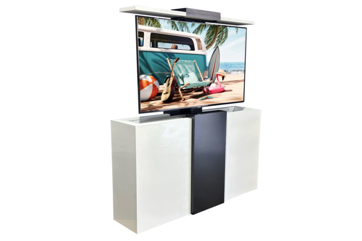 pearl white black hidden tv lift retractable tv lift cabinet