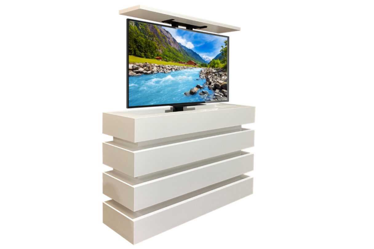 white le bloc modern tv lift furniture by cabinet tronix