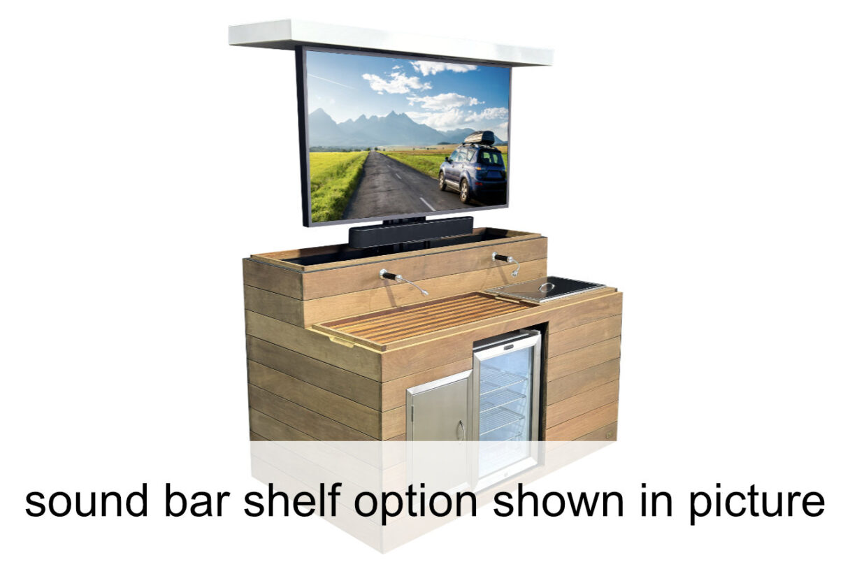 mini stunner outdoor hidden tv lift furniture with sound bar