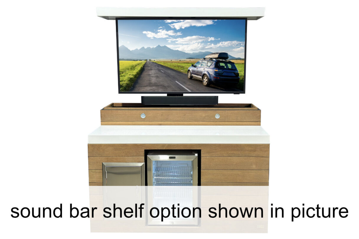 outdoor mobile bar with hidden tv and sound bar