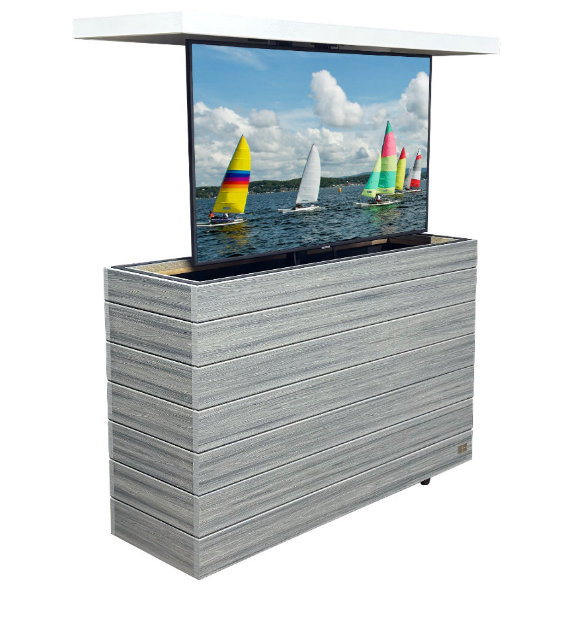 gray outdoor hidden waterproof tv lift cabinet