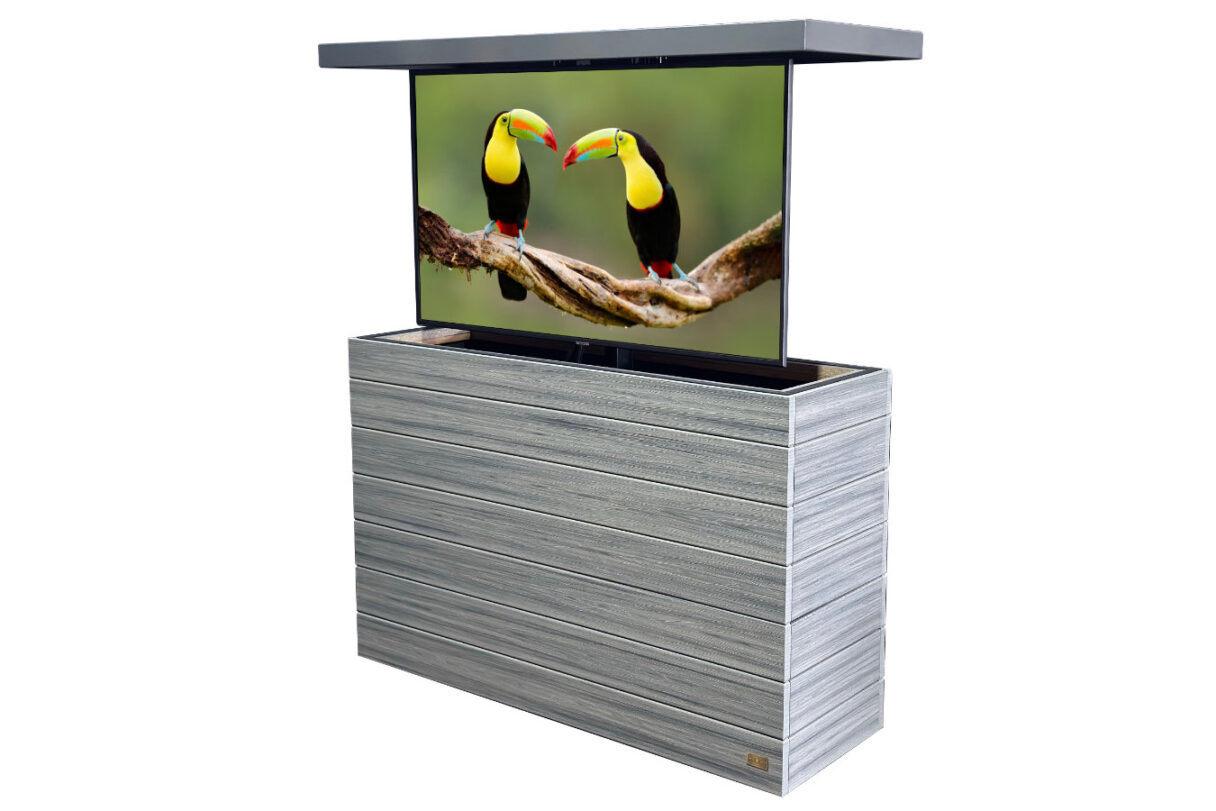 outdoor outside hidden tv lift movable cabinet by cabinet tronix