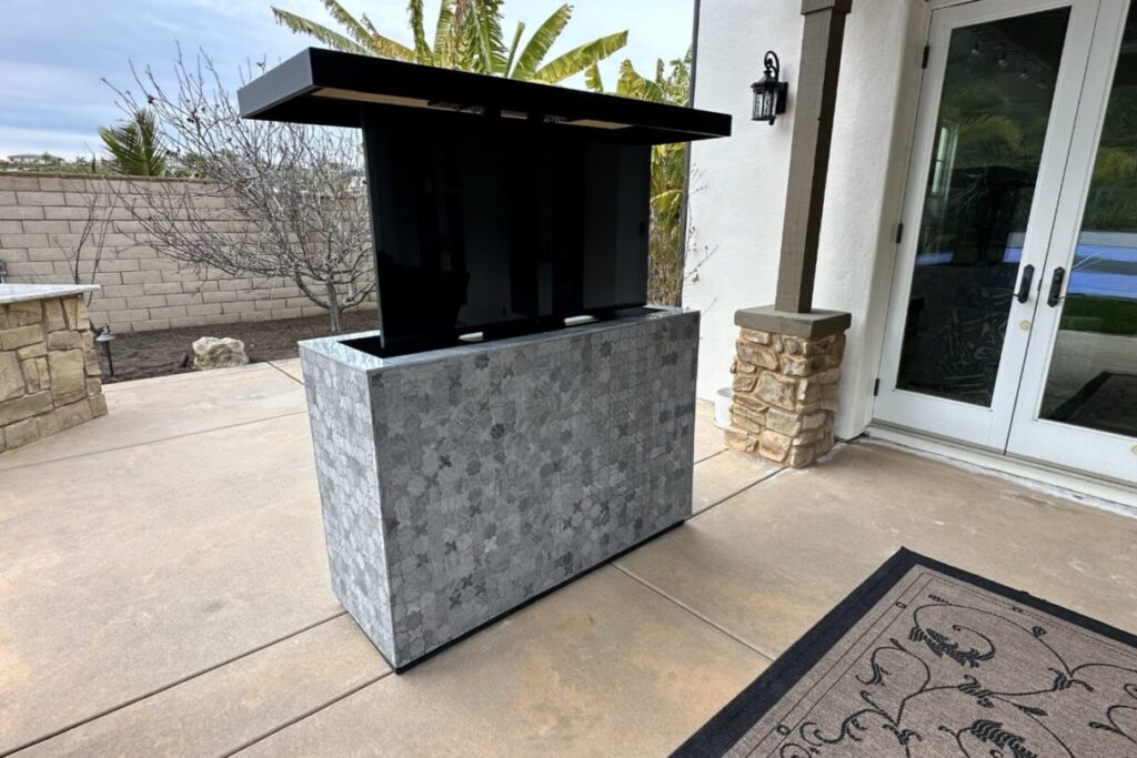 jigsaw tile stone outdoor tv lift cabinet 01